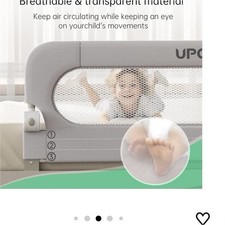 UPGOGO Folding Bed Rail Guard for Baby Toddler, Breathable, Grey or White