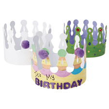 DIY Cardstock White Crowns, Set of 24, Sturdy, Adjustable, for Kids, Dramatic Pl