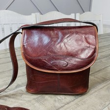Vintage Oroton Sydney Brown Leather Crossbody Bag Flap Shoulder Purse