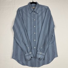 Emporio Armani Navy Blue Cotton Button-Up Shirt Point Collar Long Sleeve L