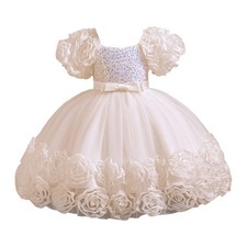 Baby Girls Sequins Birthday Dress Baptism Princess Tulle Infant Bowknot Toddler
