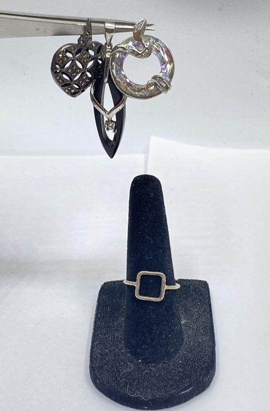 Sterling Silver 925 Jewelry Lot of 4 Pendants Ring Marcasite CZ Snake 13.3g