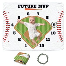 Baseball Baby Monthly Blanket for Boys, Newborn Month Blanket, Soft Flannel P...