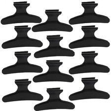 Butterfly Hair Clips 12 Pack Black Sectioning Styling Clamps Pro Salon Use