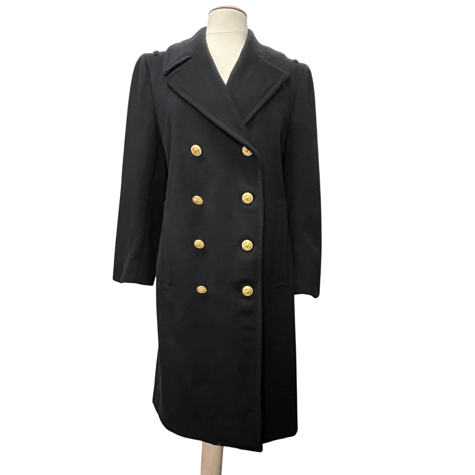 Naval Academy USNA Bridge Coat Thorngate Uniforms Black Wool Peacoat 36 Vintage image 1