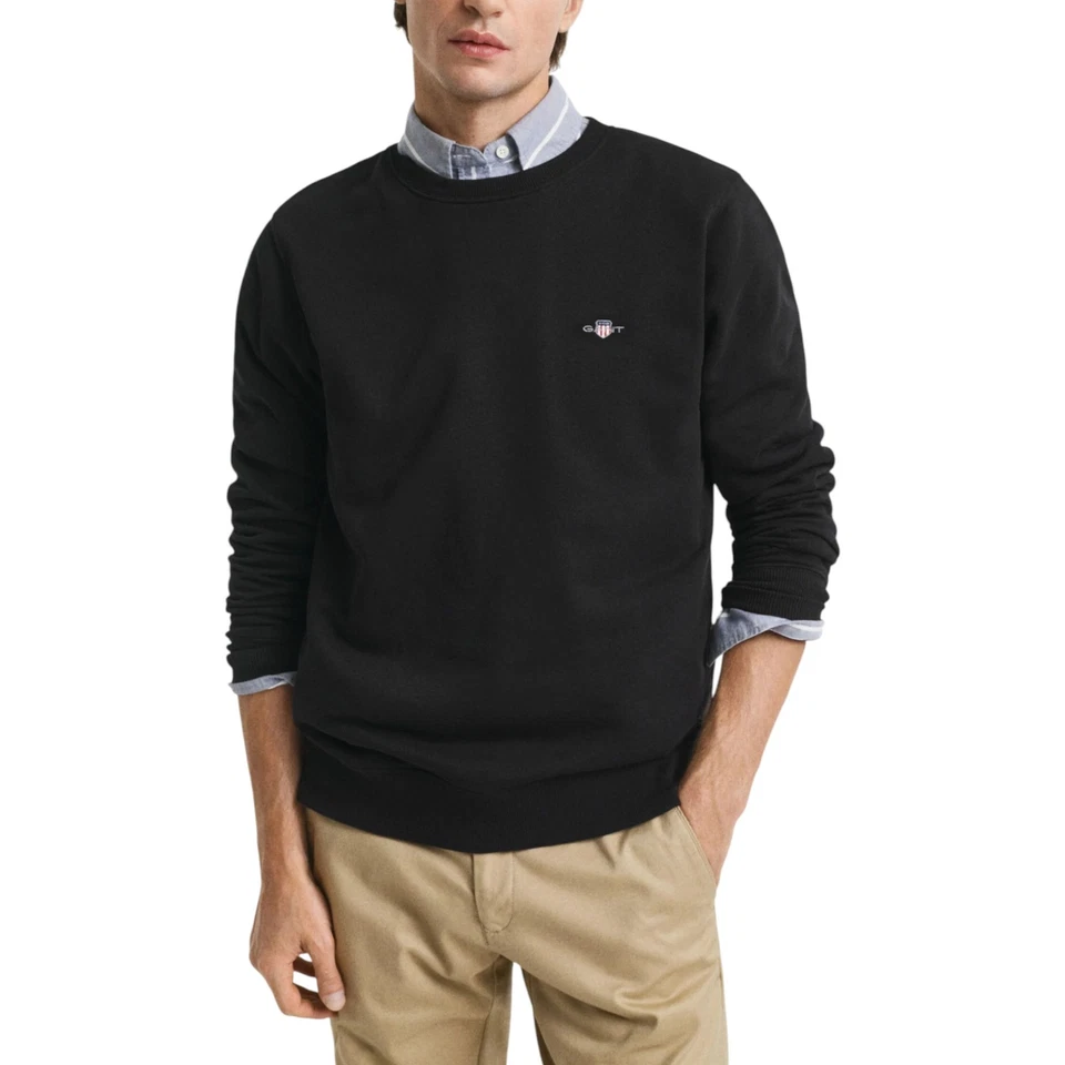 Gant Shield Mens Crew Neck Sweatshirt Pullover French Terry Graphic Embroidered — 第 2/4 张图片