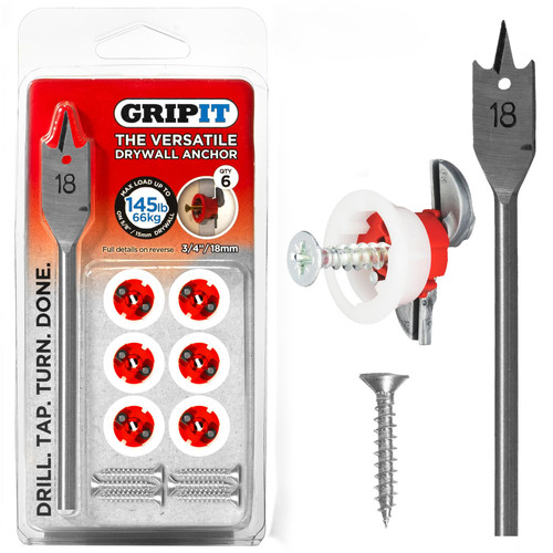 Red Drywall Anchors (Up to 145Ibs/66kg) | Heavy Duty Drywall Anchors | Wall A...
