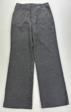 Nasty Gal High Rise Cord Wide Leg Trousers Grey Pants Pockets Zip Front Size L