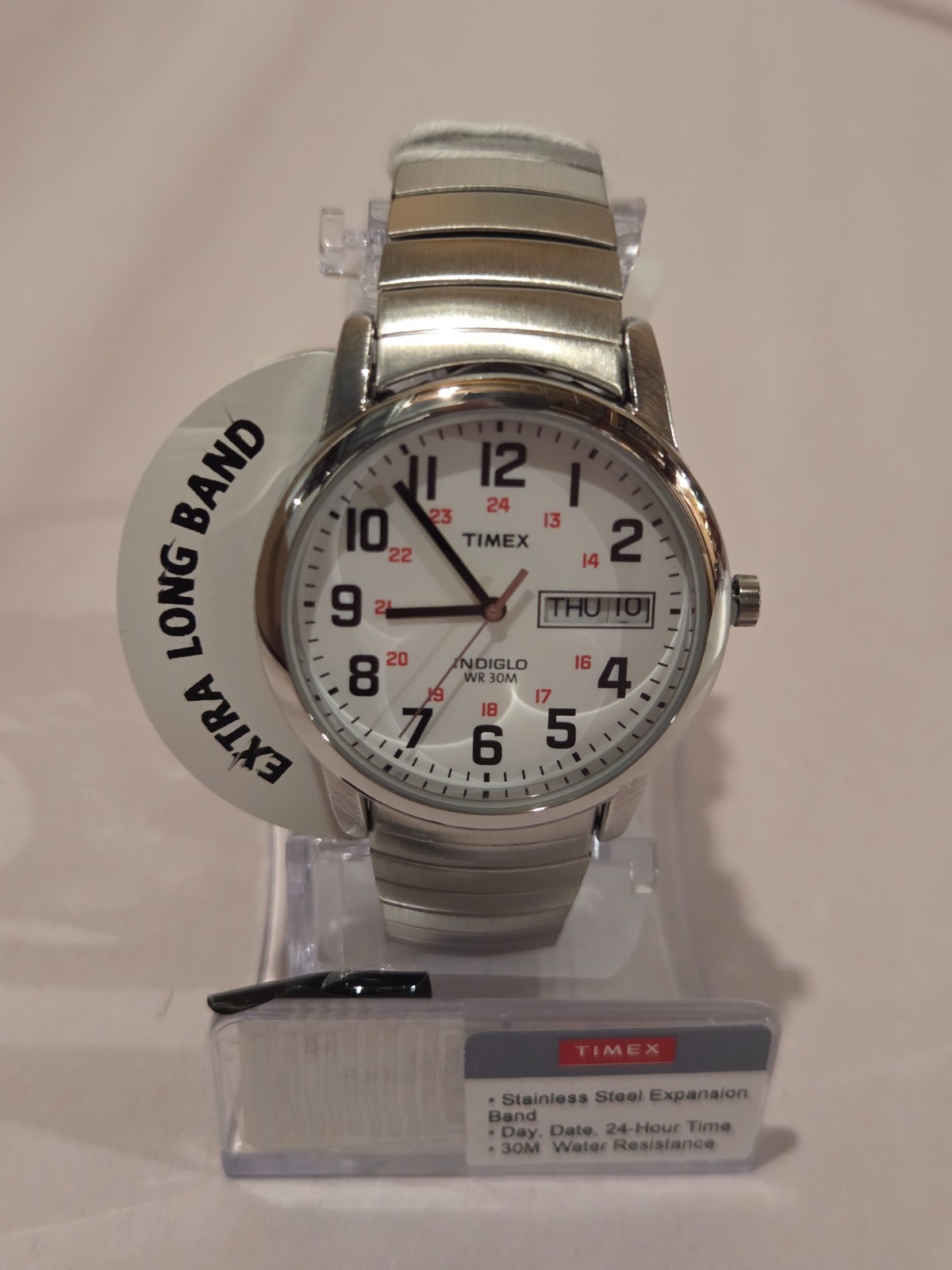 Timex T2N091 Men's Easy Reader Silver Stainless Steel Expansion Band Watch - New