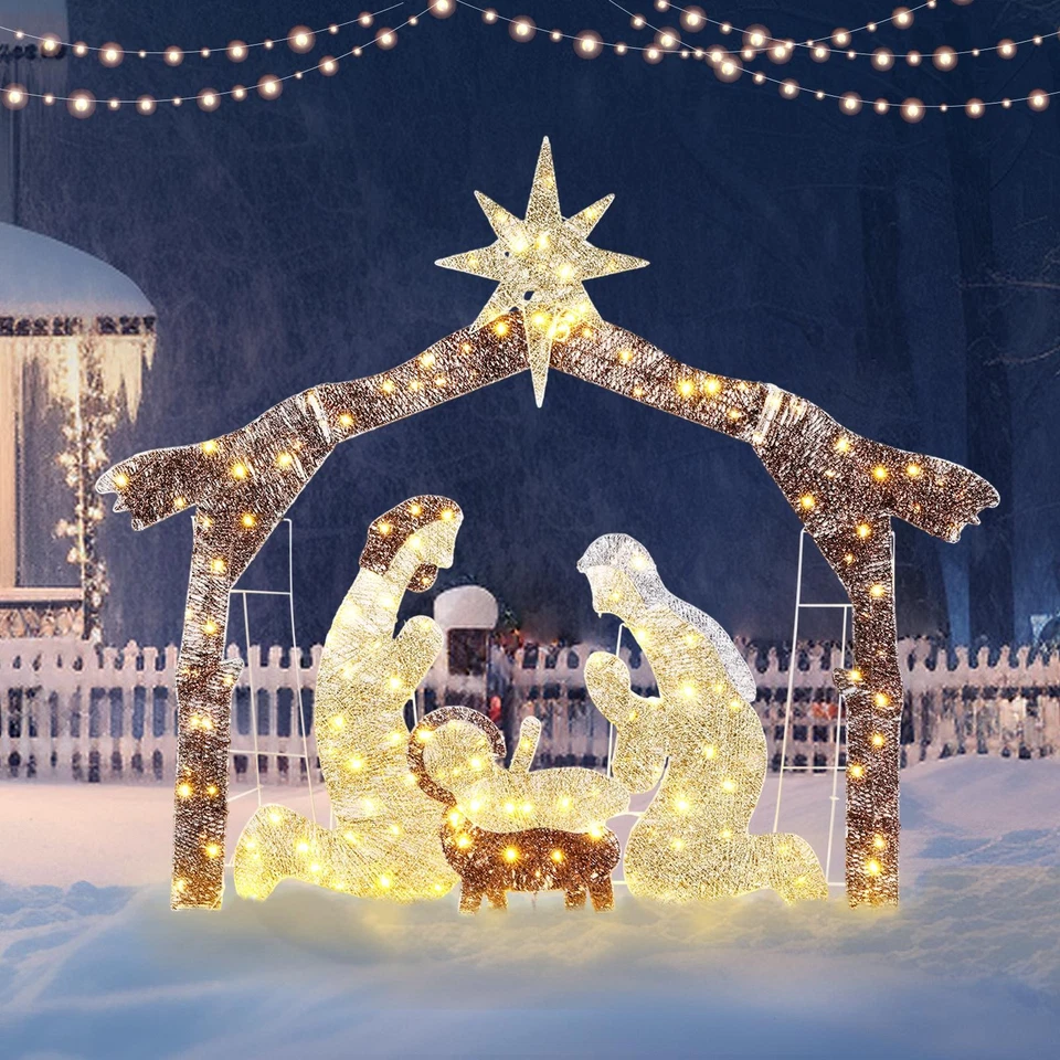 6ft Lighted Nativity Scene Christmas Decor Outdoor w/ 190 LED Lights Holy Family