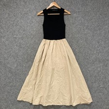 Portmans Dress Womens Size 8 Black Beige A-Line Knit Upper Pockets Midi 38629