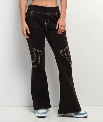 True Religion Big T Joey  Mid Rise Flared Sweatpants  Dark Brown L