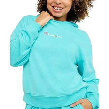 Champion Womens Summer Sweats Campus Sweatshirt Teal Pullover Hoodie Size Large