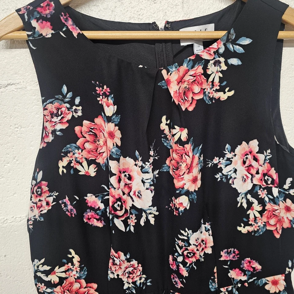 Vestido alto bajo para mujer Elle talla 14 primavera imitación envoltura hada oscuro cottagecore Foto 4 de 4