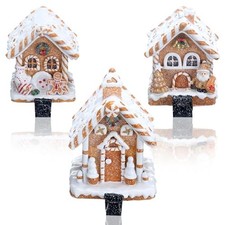 3 Pcs Christmas Gingerbread House Stocking Holders,- Fireplace Warm Brown