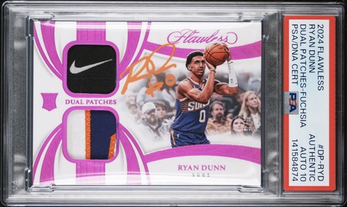 2024 Ryan Dunn Flawless SIGNED NIKE Dual Patch Rookie Auto Fuchsia /5 PSA 10