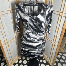 CALVIN KLEIN Tie-Dye Poly Stretch 3/4 Sleeves Dress Size 14 PreOwned EUC-Mint