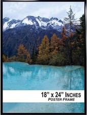 Poster Frame, 18" x 24" with Black Frame, Plexiglass, Vertical or Horizontal Han