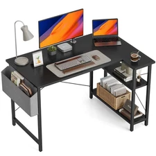 BANTI L Shaped Small Computer Desk with Storage Shelves, 40 Home Office Corner