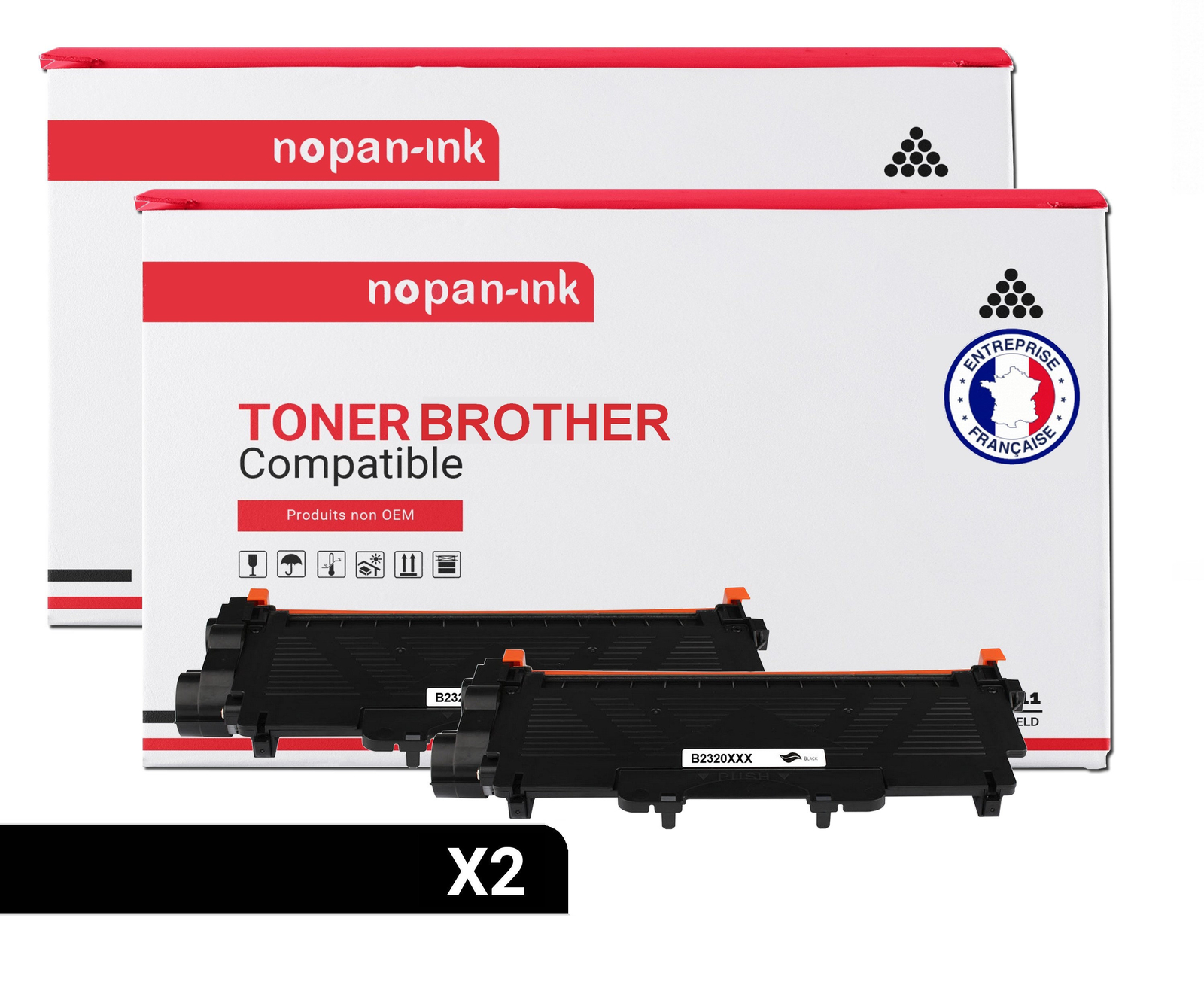 Toner TN2320 XXL noir NOPAN-INK évitez les pannes d'encre avec ce lot de 2 fiables