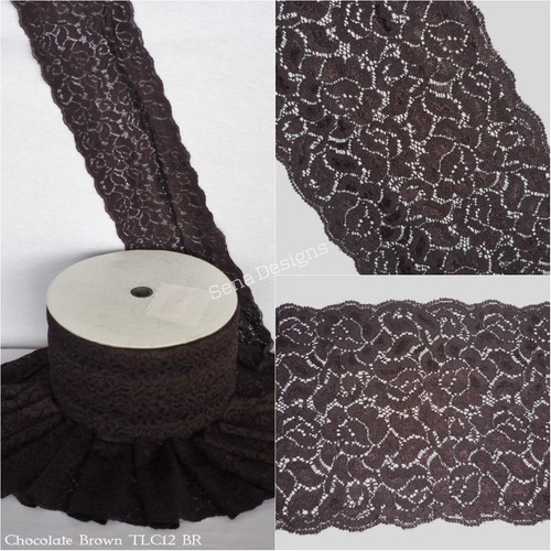 Dentelle Appliquée Fleur Noire Brodée - Ruban De 5 Mètres, Largeur 82 Mm, Pour Mariage, DIY Et Décoration - 5