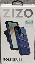 ZIZO BOLT Bundle Case with Screen Protector Kickstand For Moto G Play(2023)-Blue