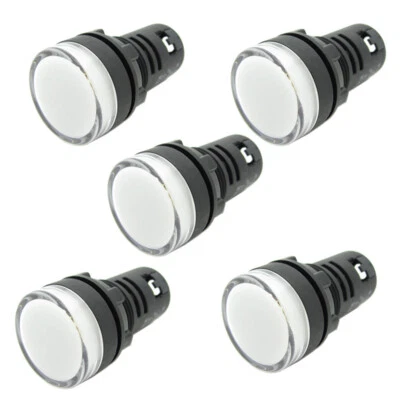 5 x Pure White 22mm 0.87" 110V AC DC LED Indicator Light Power Signal Panel Lamp - Image 1 of 4