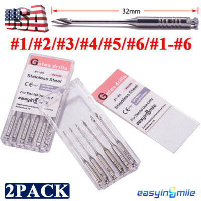 Dental Burs Glidden Drill Endodontic Gates Files Root Canal Reamers 1#-6# 2Pack