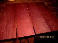 5 PIECES BEAUTIFUL THIN, KILN DRIED, SANDED PURPLEHEART 12" X 3" X 1/2" LUMBER