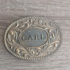 Vintage 1977 The Kinney Co "CARL" Heavy Duty Oval Metal Belt Buckle