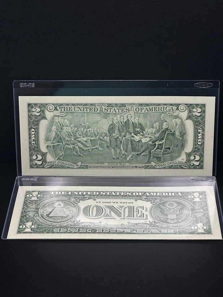 2002-& 2021- $2 DOLLARS & 1 DOLLAR BILL 2 Matching SERIAL Number Very Nice Piece - Image 2 of 4