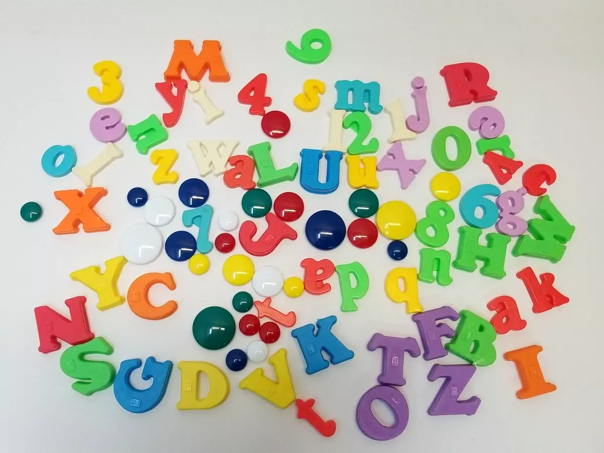 59 Lot Alphabet Letters Numbers Braille Plastic Magnetic 27