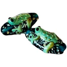 10pcs handmade Lampwork glass frog  on green beads 14*29mm
