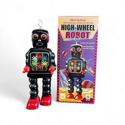 Vintage Tin Toys High Wheel Robot ms436 wind up Schylling 217106