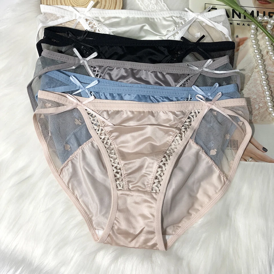 Pack Of 5 Womens Sexy French Satin Panties Briefs Underwear Lot String Bikinis - Image 2 of 4