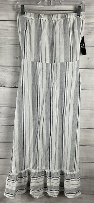 SOHO New York & Co Womens Street Linen Blend White & Blue Stripe Dress Small NWT