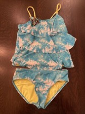 justice tankini tie dye blue with butterflies size 12