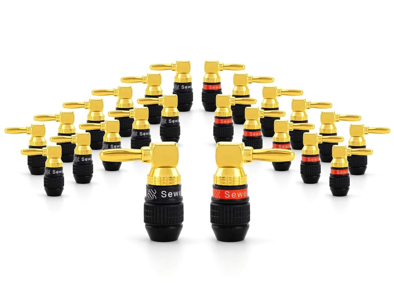 Deadbolt Right-Angle Speaker Plugs - 24K Gold Plated Quick Connect, 12 Pairs