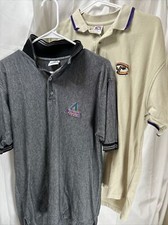 Vintage Dynasty Arizona Diamondbacks Polo Shirts Mens Large Lot Of 2 White Grey
