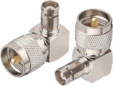 2 Pack PL-259 UHF Male Plug to BNC Female Jack Right-Angle RF Adapter Connector