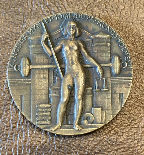 Vintage 1950 Kungliga Myntet Bronze Coin Medal Token Sweden - 第 1/5 張圖片