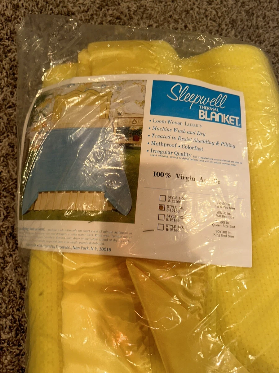 NEW Encee Yellow Full Blanket Acrylic Nylon Binding Sleepwell
