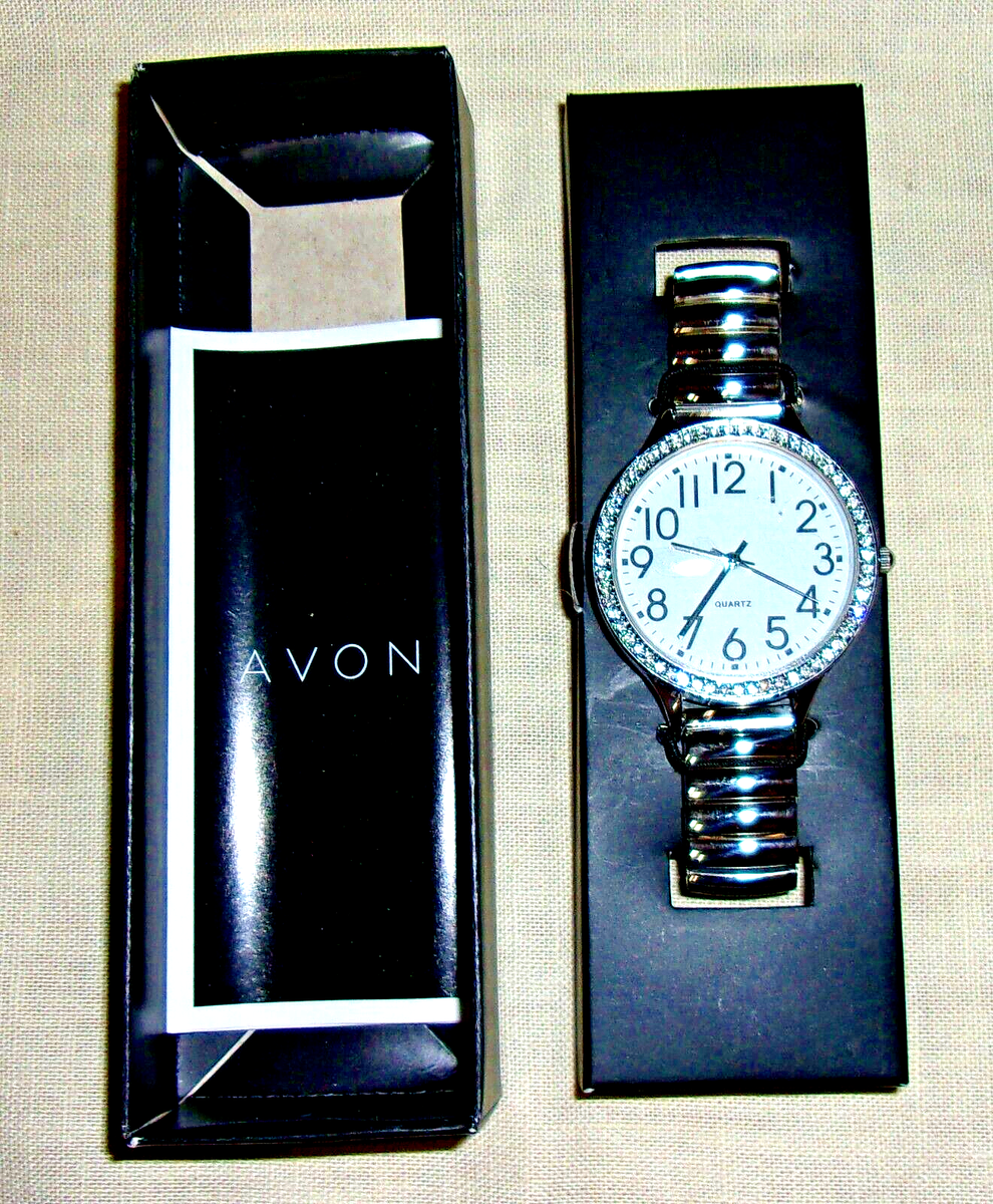 Avon Green Cabochon Oval Link Bracelet Watch Silver Tone Quartz New Battery Avon Analog Oval Wristwatches | eBay main image 4