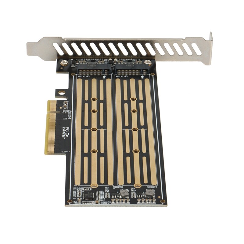 3X(M.2 Riser Card M.2 NVME to PCIE X8 Dual Disk Hard Drive SSD ...