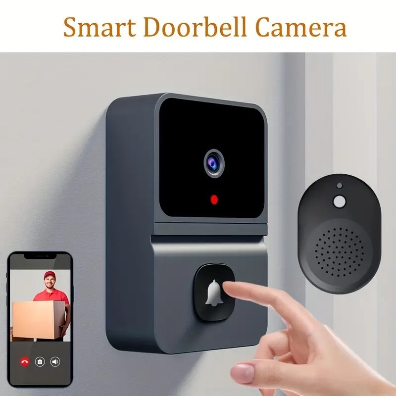 1pc Smart WIFI Doorbell Camera- Home Security Systems with 2-Way Audio, HD Night-image