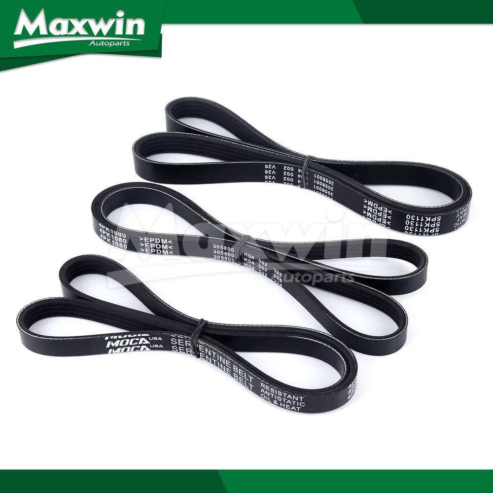 EPDM 3PC Serpentine Belt Kit for 03-07 Kia Sorento 3.5L Alternator AC Power Steering