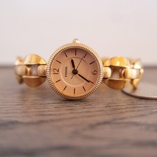 Woman  s Rose Gold Fossil 26mm Watch ES-3011 All Stainless Steel 5 ATM 7.25  