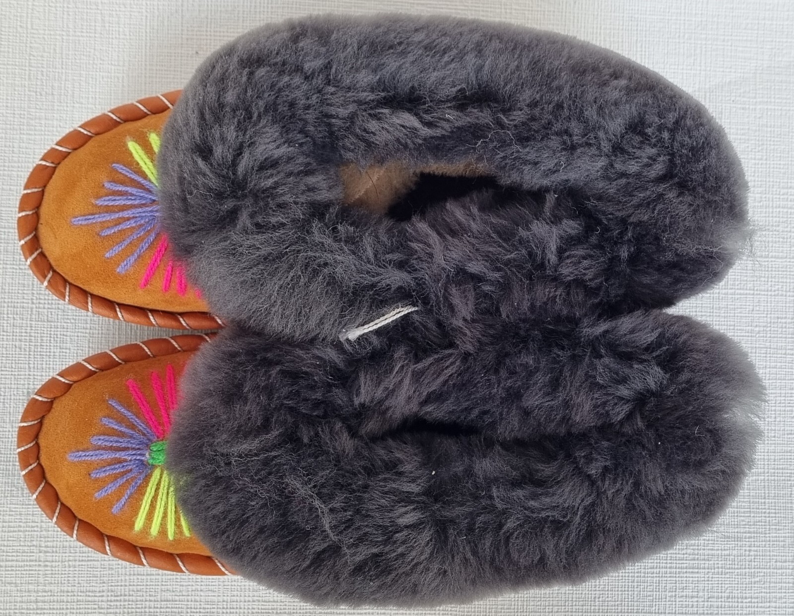 APL PELLICCIA DI AGNELLO calde PELLICCIA mocassino n.37 NUOVE pelle di pecora pelle fatte a mano colore*3