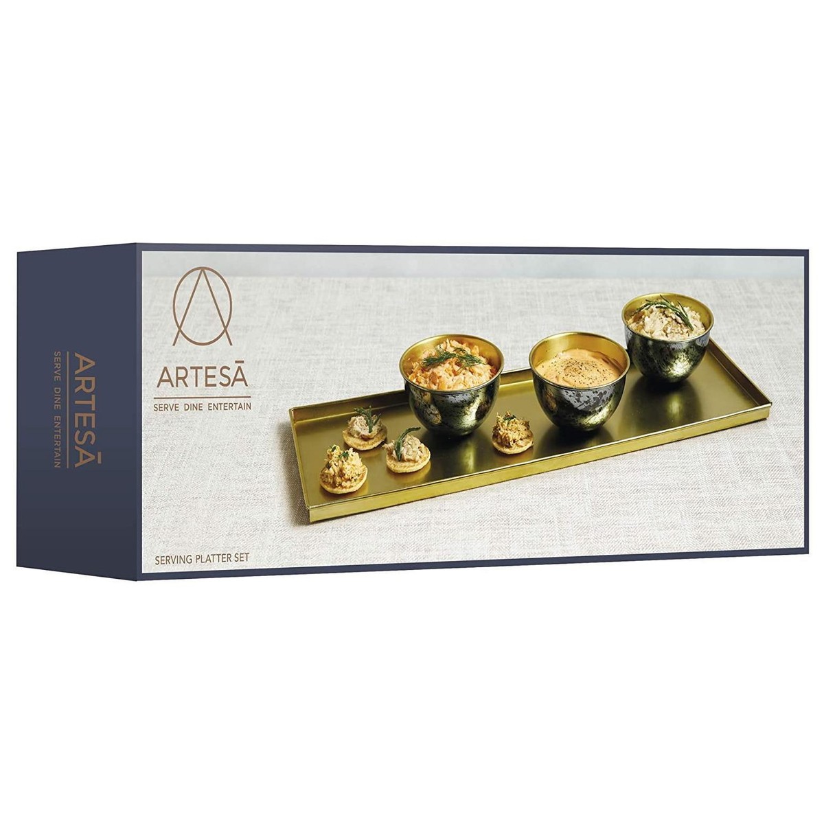 Artesà Hammered Blue/Brass Antipasti Tapas Platter with Three