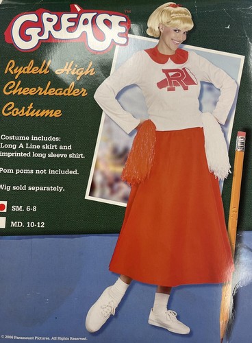 Rydell High Cheerleader Grease 50's Retro Fancy Dress Up Halloween Adult Costume